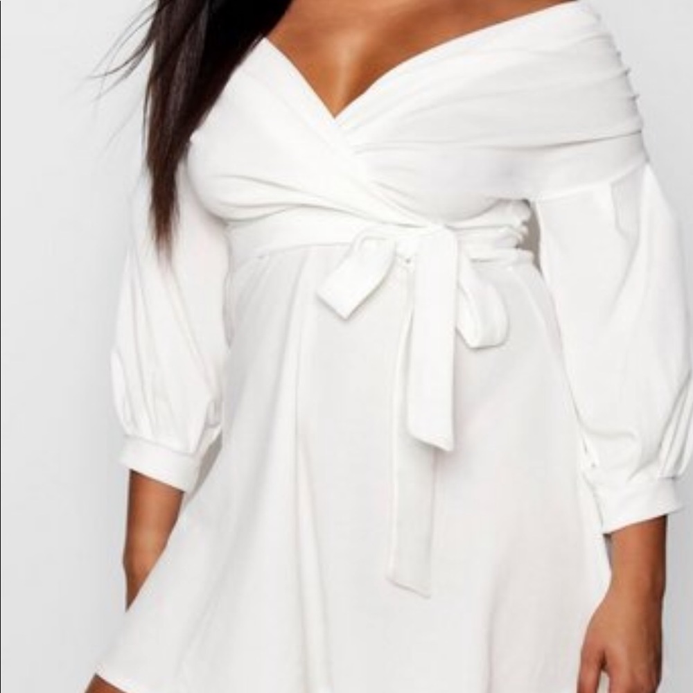 White off the shoulder skater dress!